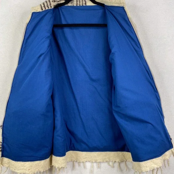 Vintage Cream Wool Knit Fringed Southwestern Birds Full Zip Jacket Coat - Picture 4 of 15